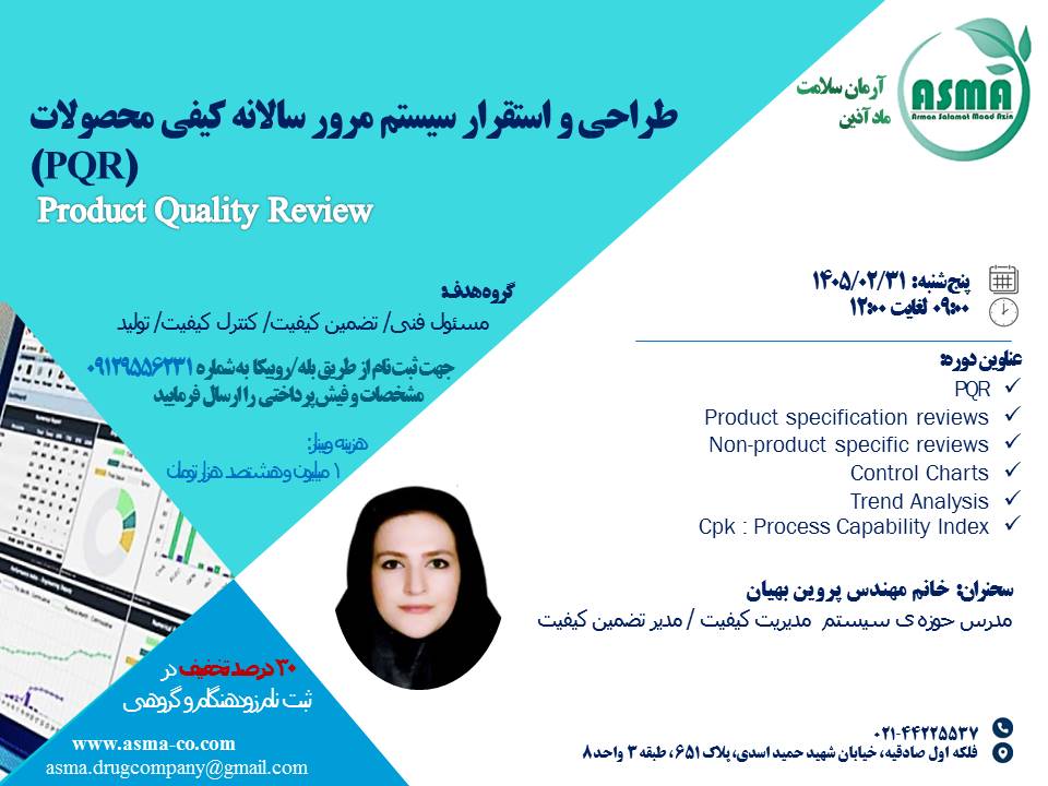 طراحی و استقرار سیستم مرور کیفی محصولات (PQR)